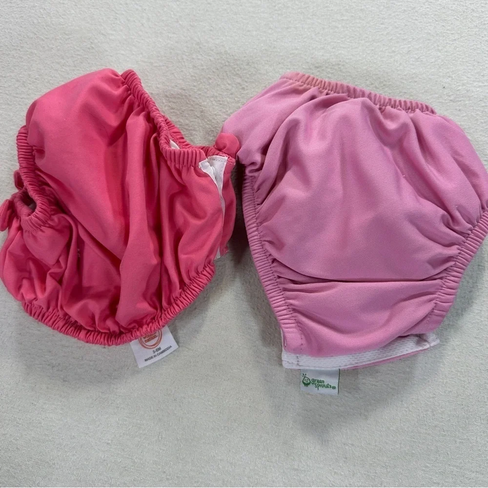 Dark Pink and Light Pink Girls Reusable Swim Diapers -2 Differwnt sizes